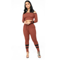 2021 autumn new large size ribbed leisure fitness sexy yoga suit two-piece